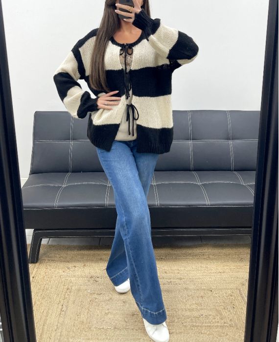 Gilet Doux à Rayures – Style Oversize