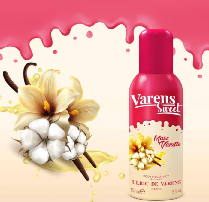 Déodorant & Parfum 2-en-1 Varens Sweet Musc Vanille –  Lot de 2 x 150 ml