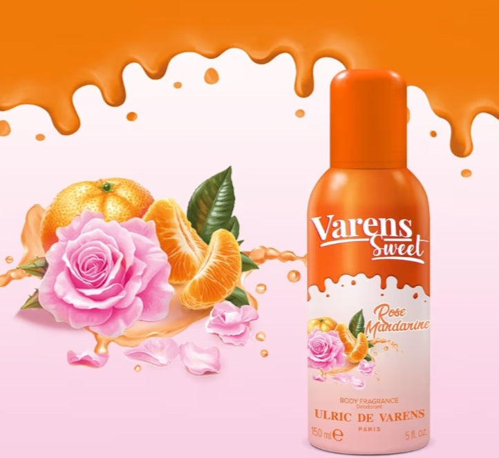 Déodorant & Parfum 2-en-1 Varens Sweet Rose Mandarine – Lot de 2 x 150 ml