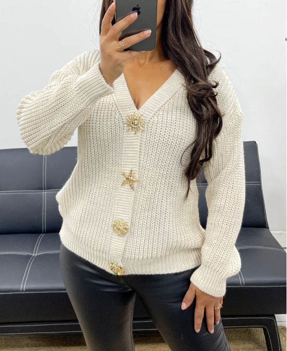 Gilet à Boutons Fantaisie – Chic et Douillet