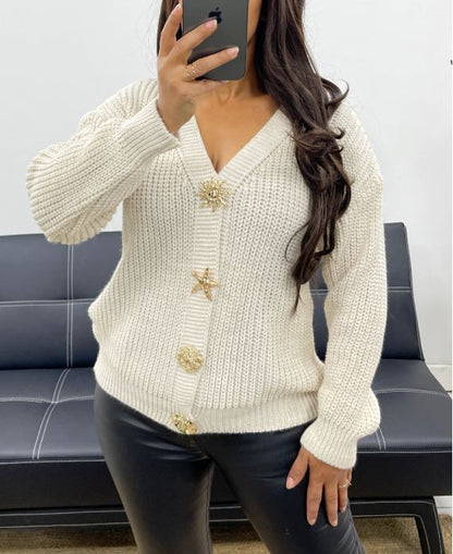 Gilet à Boutons Fantaisie – Chic et Douillet