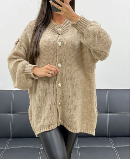 Gilet Oversize Doux à Boutons – Élégant et Confort Absolu