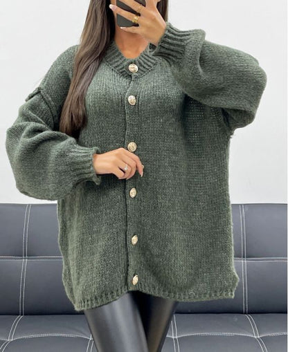 Gilet Oversize Doux à Boutons – Élégant et Confort Absolu