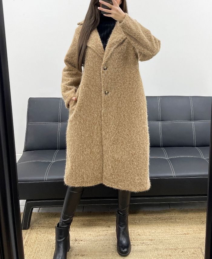 Manteau Long Oversize à Poils Doux