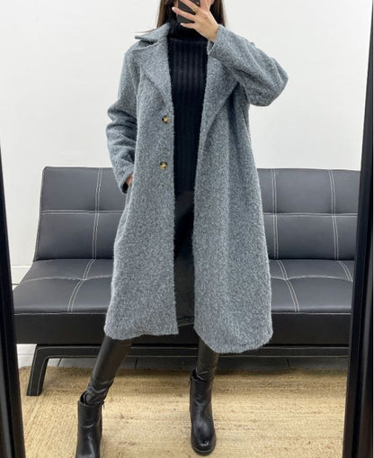 Manteau Long Oversize à Poils Doux
