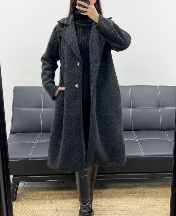 Manteau Long Oversize à Poils Doux