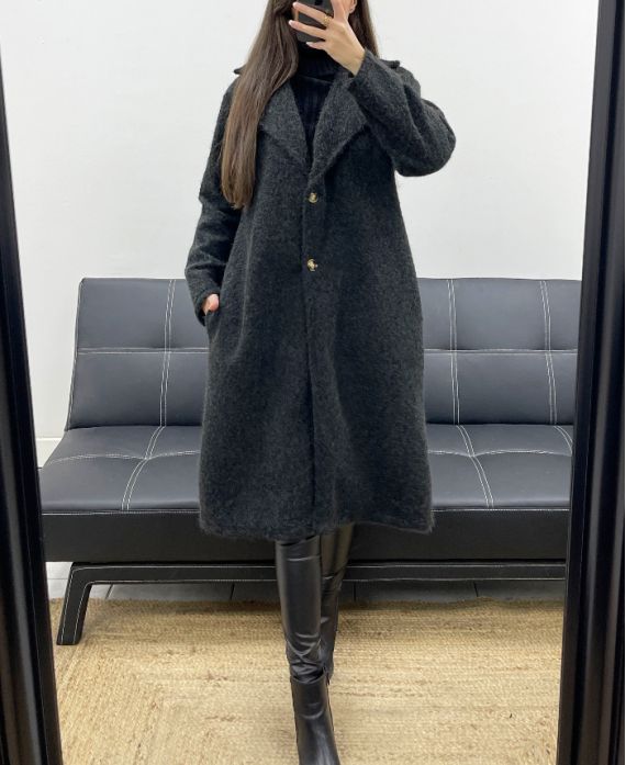 Manteau Long Oversize à Poils Doux