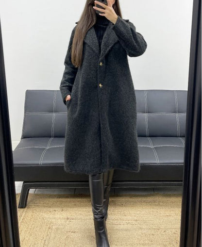 Manteau Long Oversize à Poils Doux