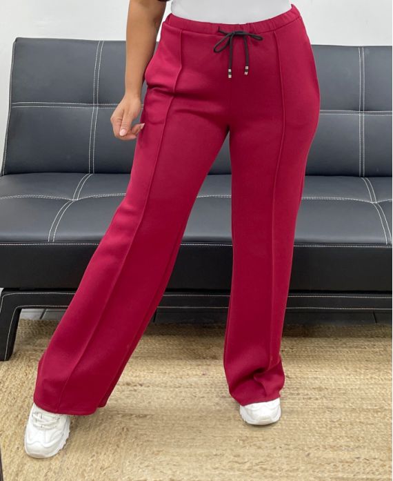 Pantalon de Détente Élégant à Plis Nervurés avec Poches