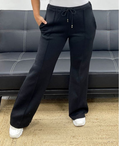 Pantalon de Détente Élégant à Plis Nervurés avec Poches