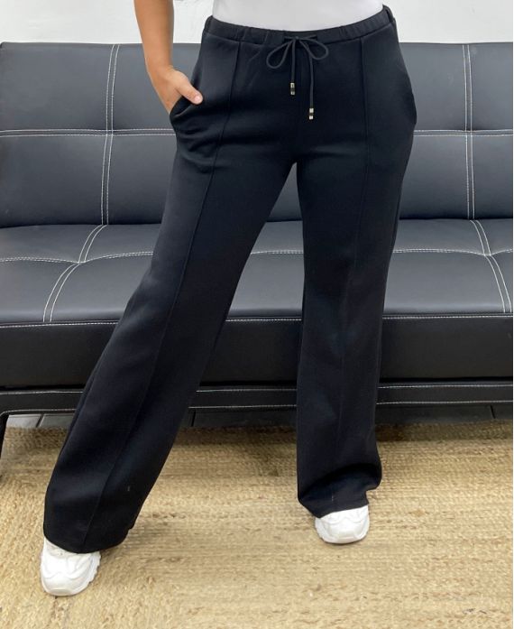 Pantalon de Détente Élégant à Plis Nervurés avec Poches