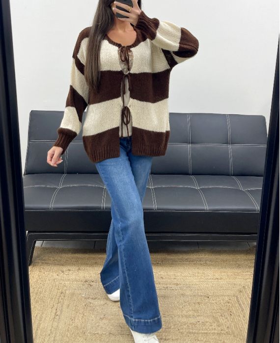 Gilet Doux à Rayures – Style Oversize