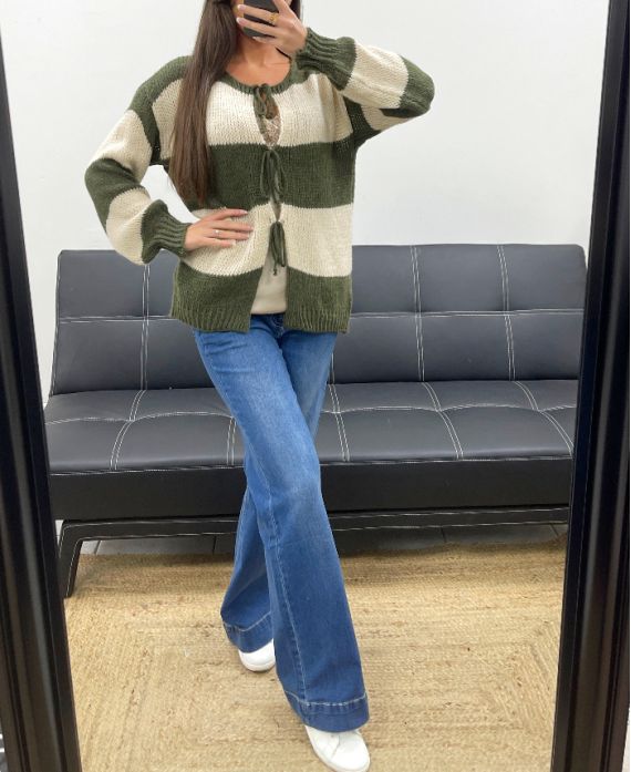 Gilet Doux à Rayures – Style Oversize