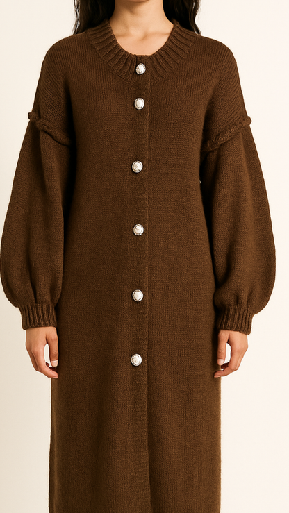 Élégance Automnale – Robe Longue en Maille.