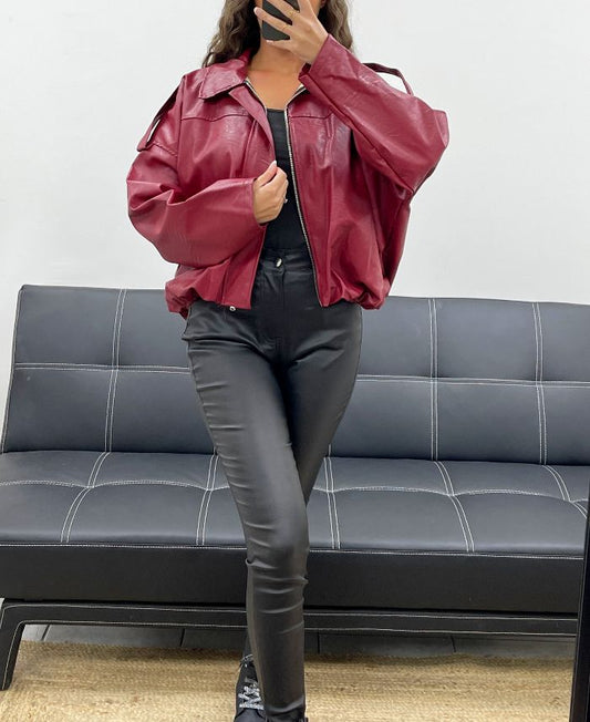 Veste Oversize en Simili Cuir – Style Urbain et Tendance